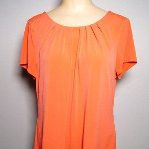 Worthington Womens Crew  Neck Short Sleeve Blouse, Orange, PL